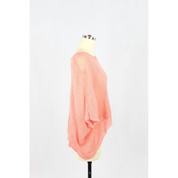 ROBERT RODRIGUEZ Coral Linen Open Knit Oversized Pullover Sweater, One Size - Picture 2 of 15